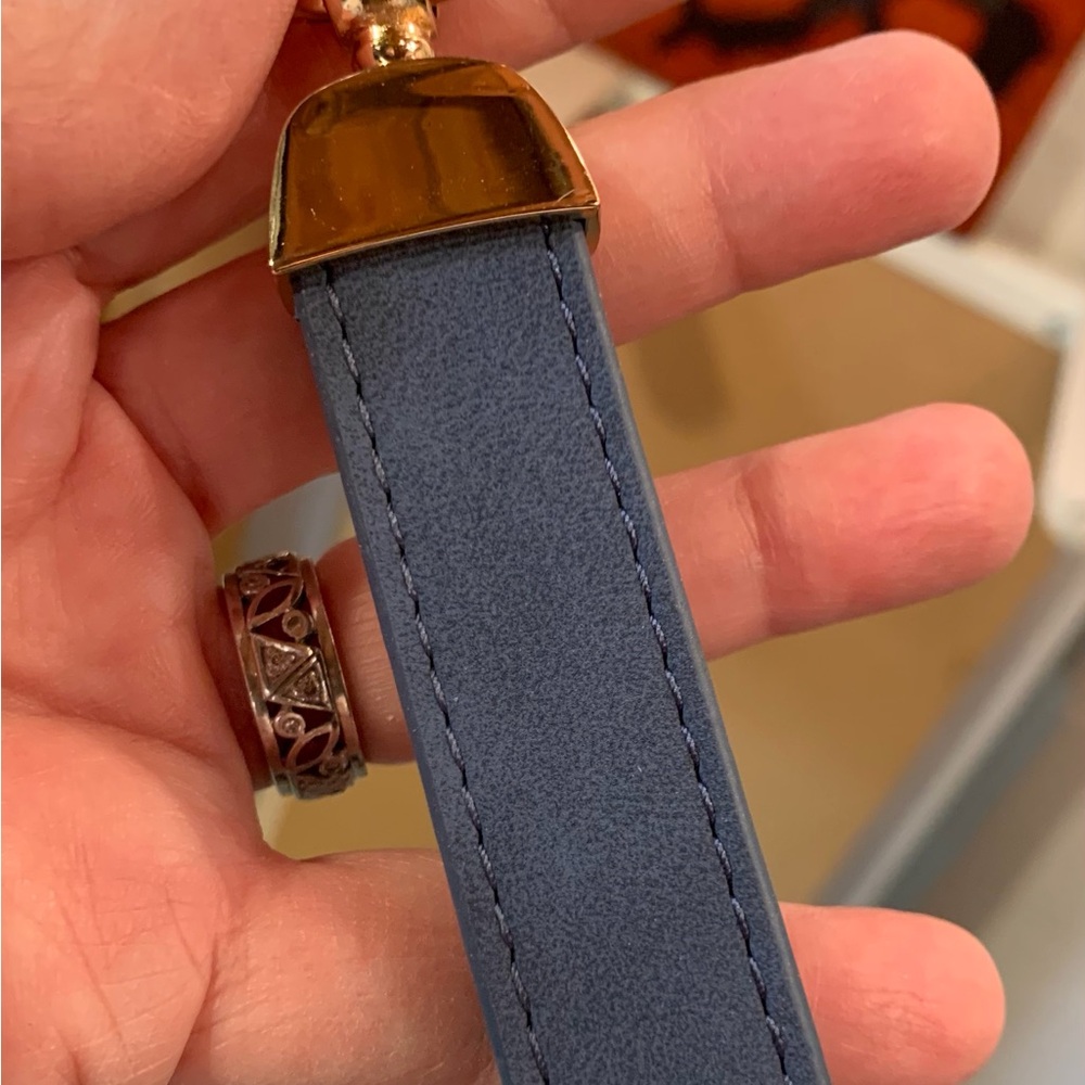 Blue Leather Keychain or Bag Charm